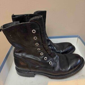 Moma Leather Printed Combat Boots Women's